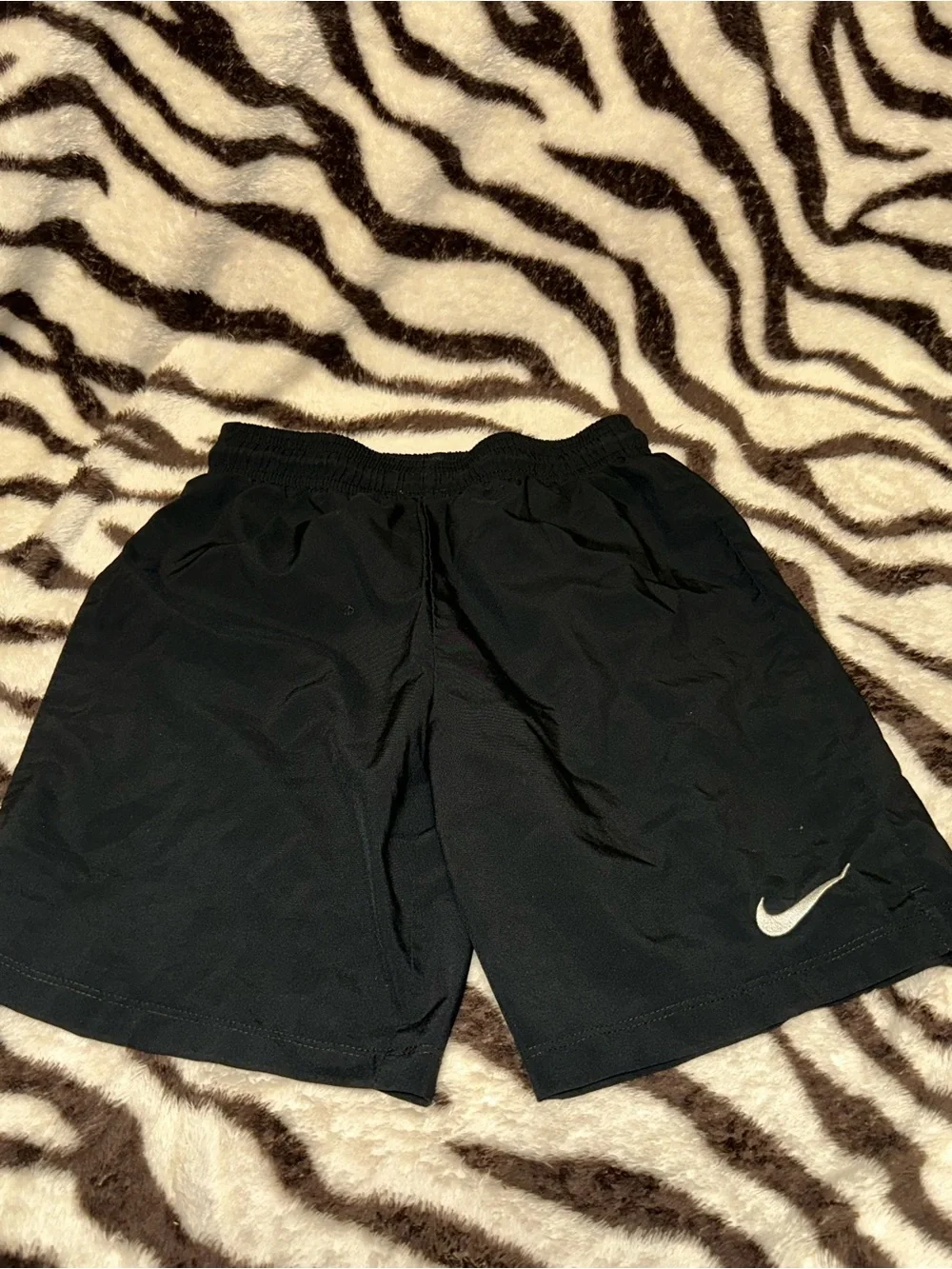Nike Black Kids Athletic Shorts with White Swoosh